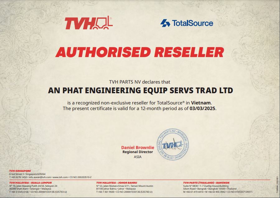 đại lý ủy quyền tvh cấp phụ tùng xe nâng An Phát