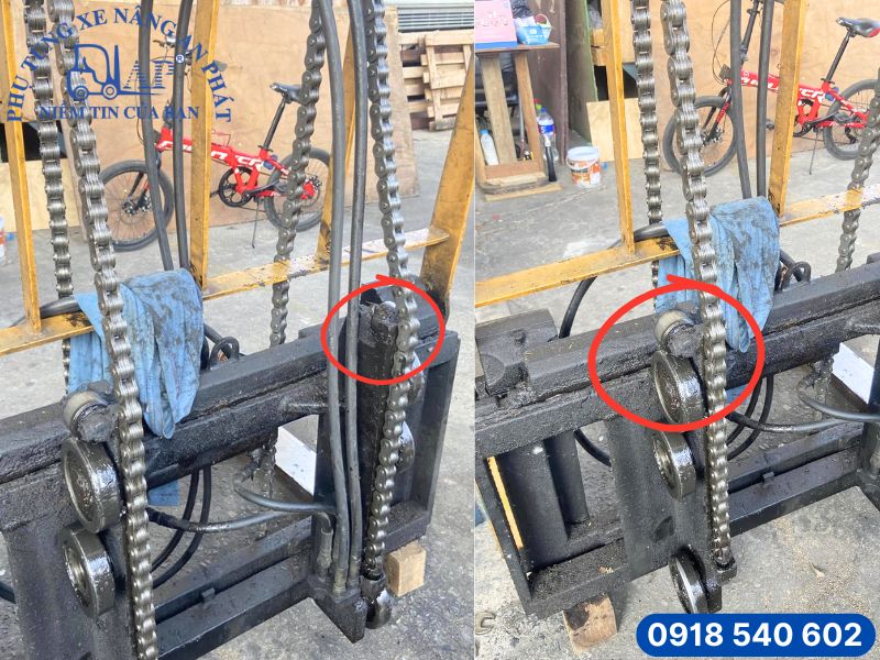 Dây xích nâng bị rơ – Nguyên nhân phổ biến gây tiếng kêu két két trên xe nâng