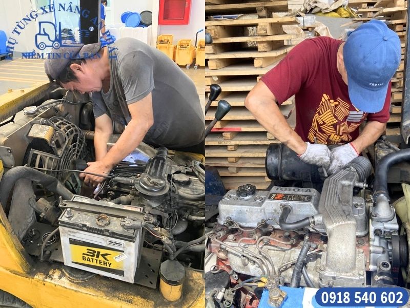 Một góc quá trình bảo trì - Bảo dưỡng xe nâng dầu