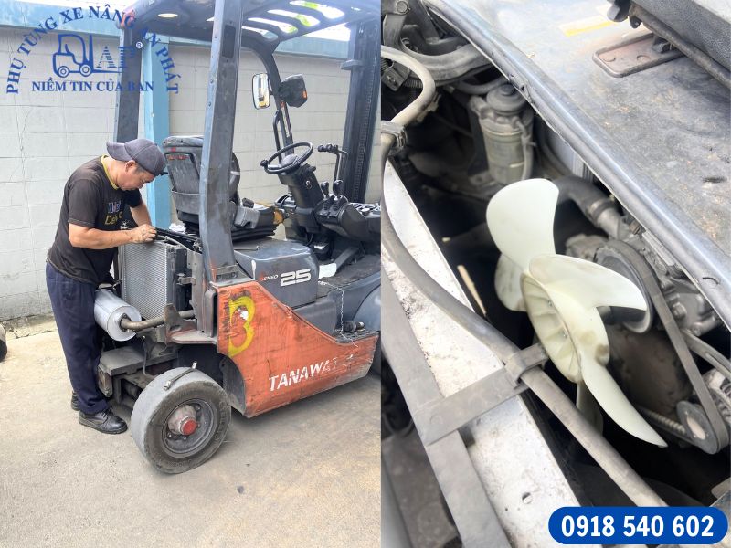 Hướng dẫn sửa nhanh hệ thống làm mát xe nâng kém hiệu quả 10 Vệ sinh két nước và cánh quạt xe nâng thường xuyên