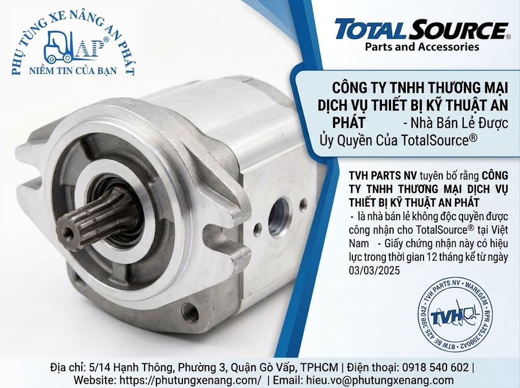 An Phát đại lý ủy quyền Bơm thủy lực Toyota chính hãng TVH TotalSource