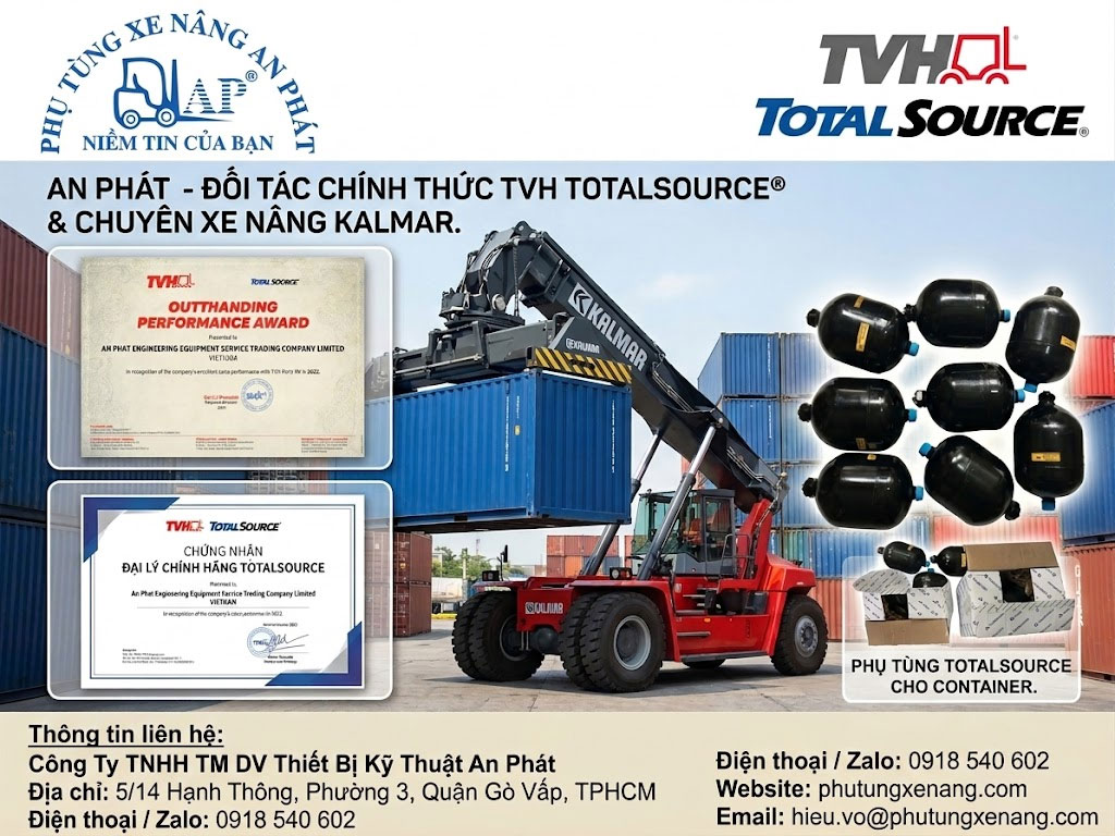 Bình Tích Áp Xe Nâng Kalmar Chính Hãng TotalSource | An Phát 10 Bình tích áp thủy lực xe nâng Kalmar
